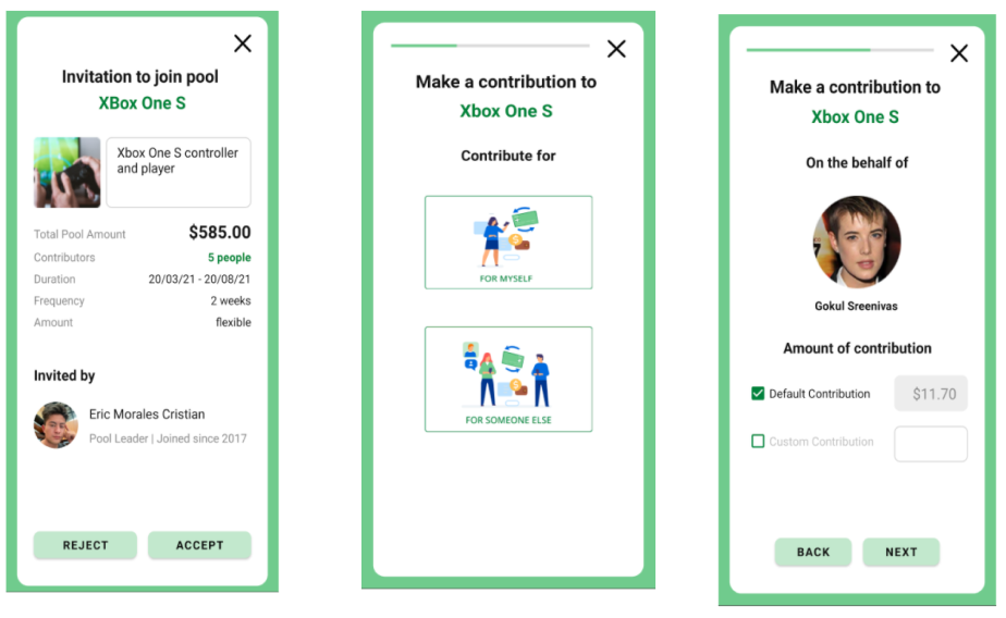Figma Design of the screens